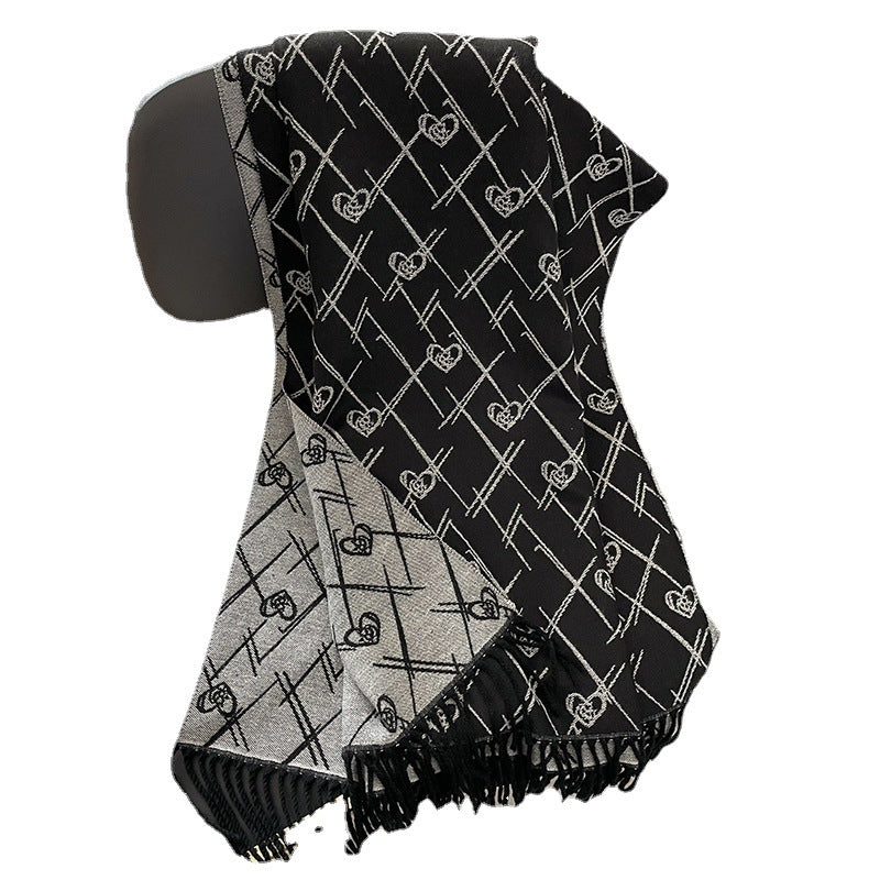 Wholesale Autumn and Winter Love Tassels Imitation Cashmere Scarf