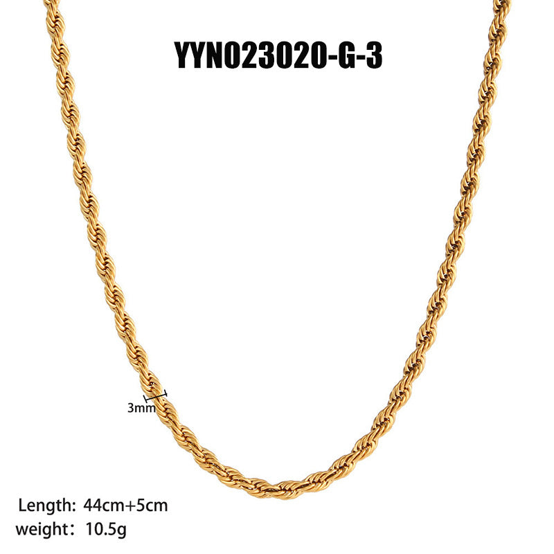 Wholesale 18K Gold Titanium Steel Twisted Ladies Temperament Versatile High-grade Flat Snake Bone Chain Necklaces