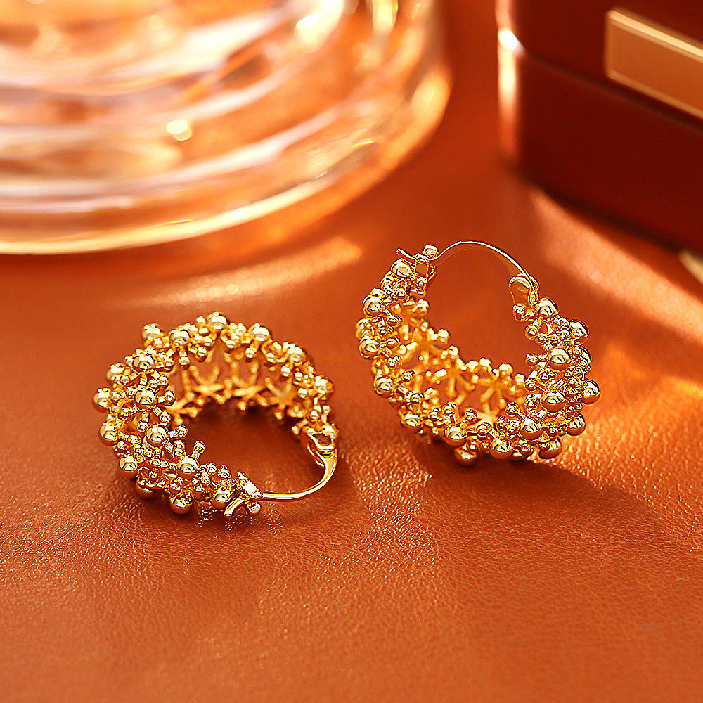 Wholesale Hollow U-shaped Beaded Bag Earrings