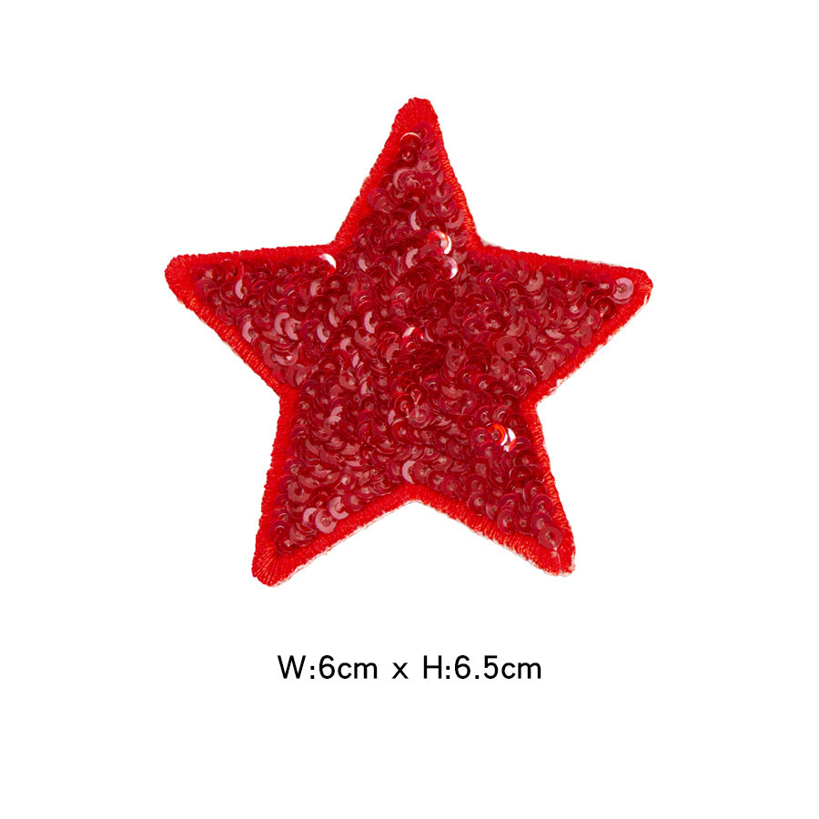 Wholesale Felt Sequined Five Point Star Patch Self Adhesive Applique For Clothing And Dance Costumes