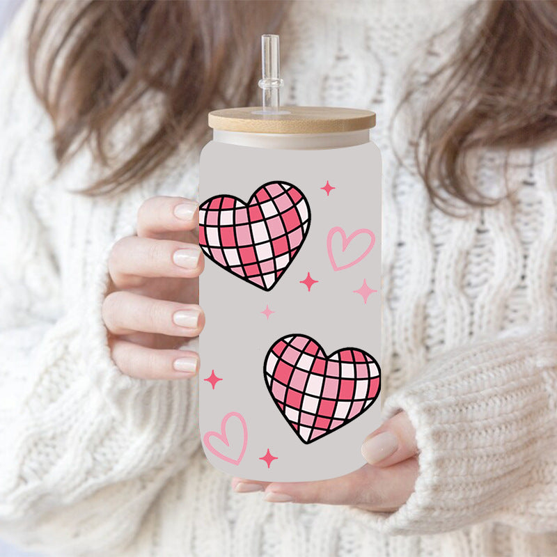 Wholesale Pink Flower Butterfly   16oz Cup UV DTF Wraps