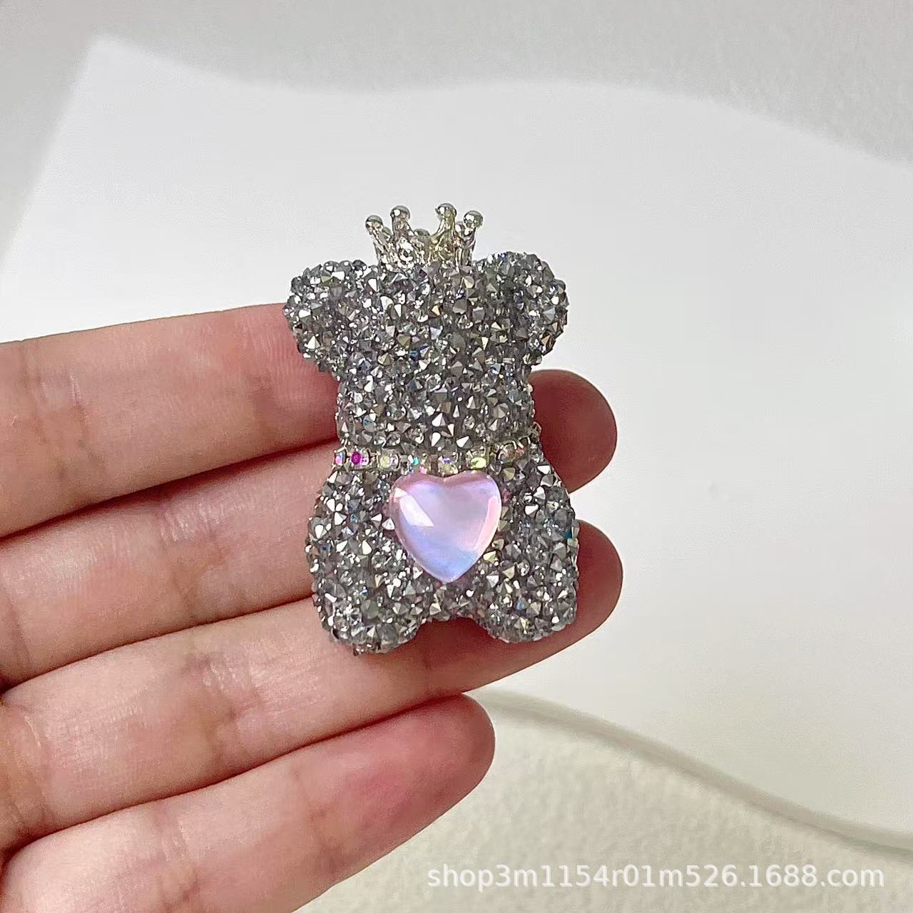 Wholesale Double-sided 3D Sugar Heart Crown Little Bear DIY Handmade Beads
