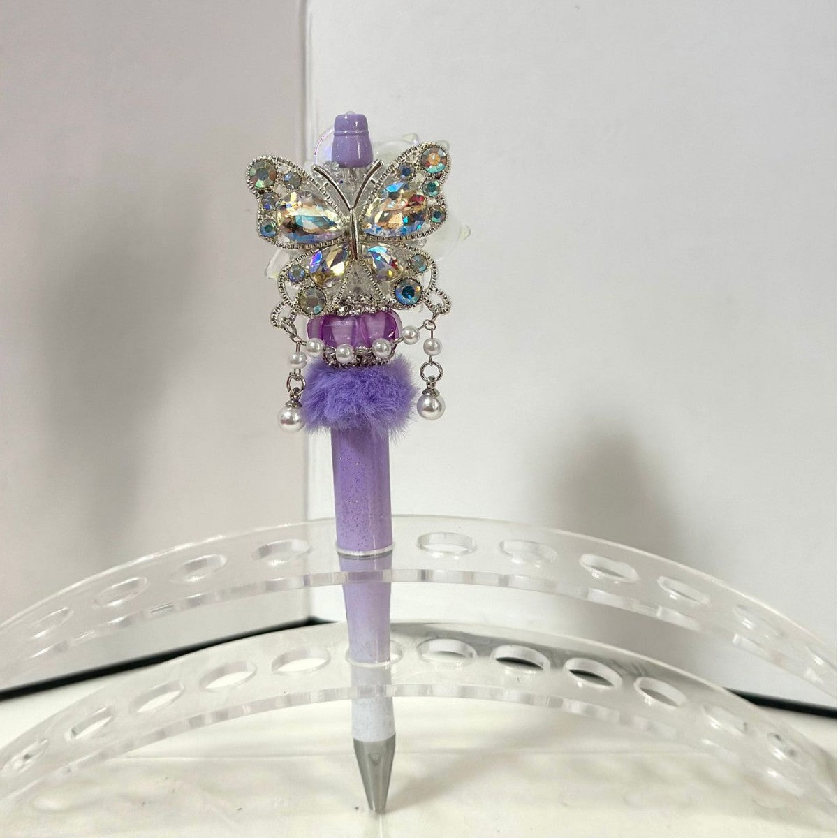 Wholesale Rhinestone Butterfly Flower Heavy Beaded Pen