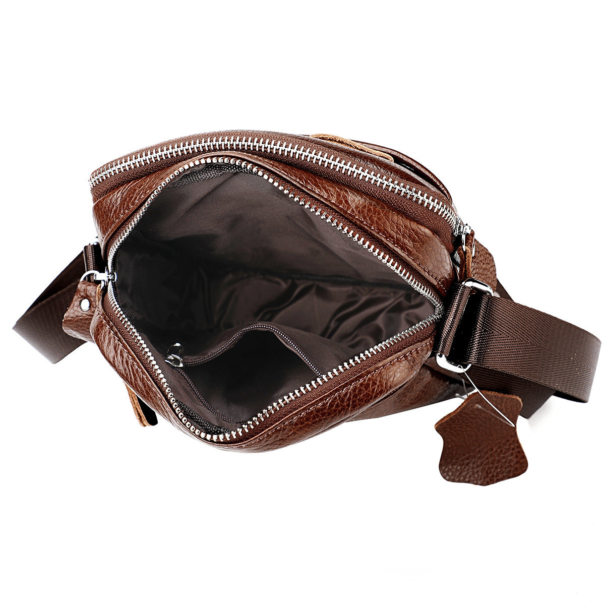 Wholesale men' s large capacity genuine leather shoulder bag messenger bag