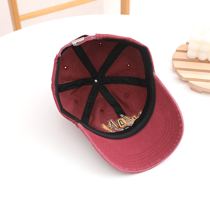 Wholesale Kids Washed Fabric Excavator Embroidery Baseball Cap