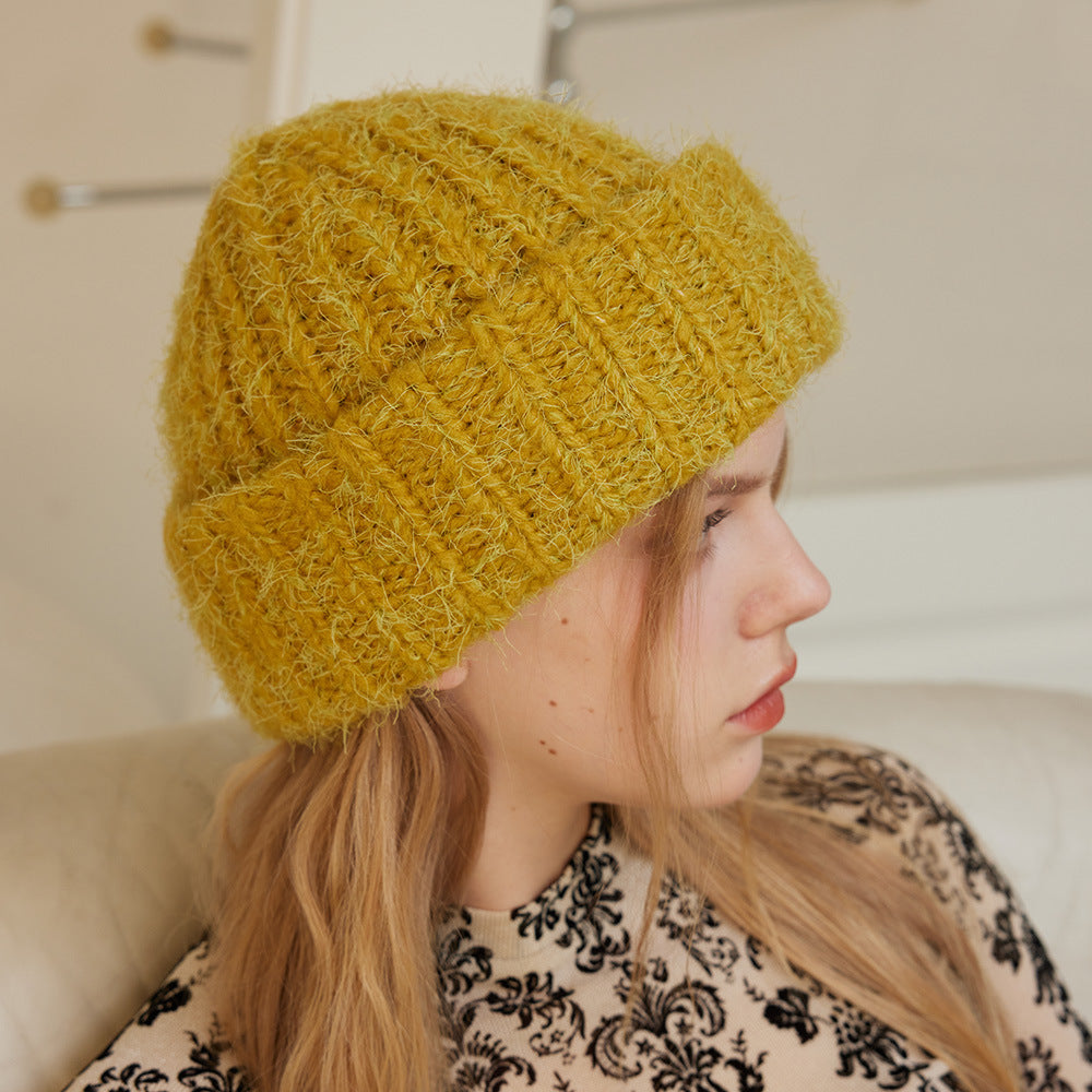 Wholesale Homemade Icelandic Blue Atmosphere Soft Waxy Wool Blended Glacier Blue Wool Hat