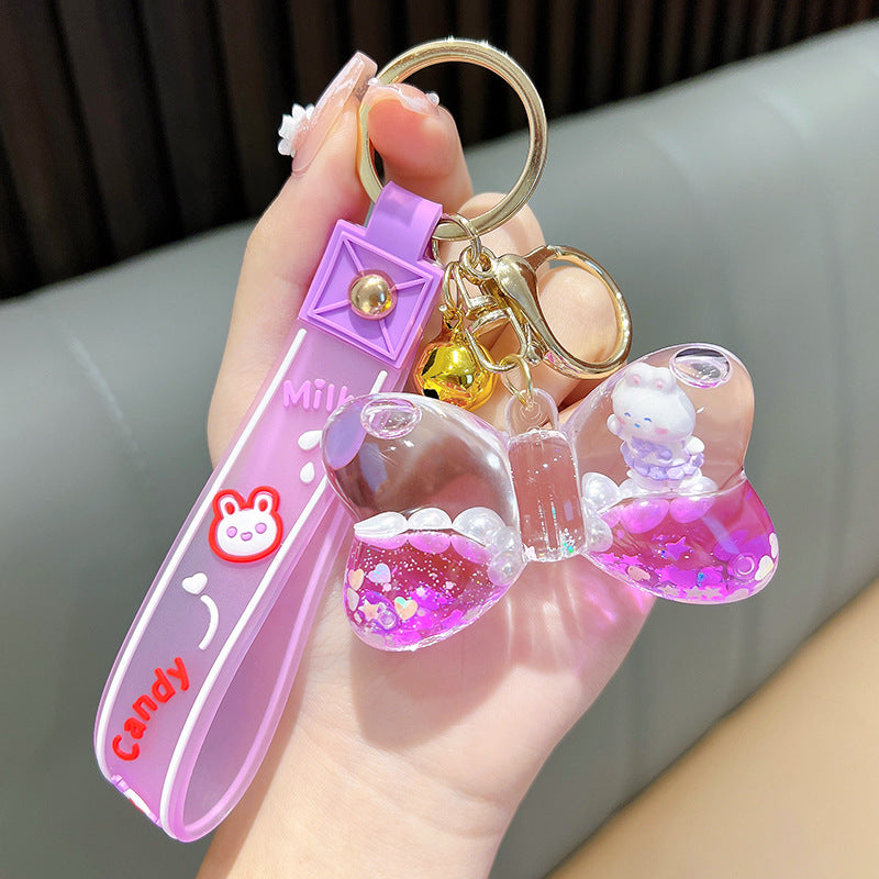 Wholesale New Year Creative Cartoon Bow Quicksand Bottle Bunny Keychain