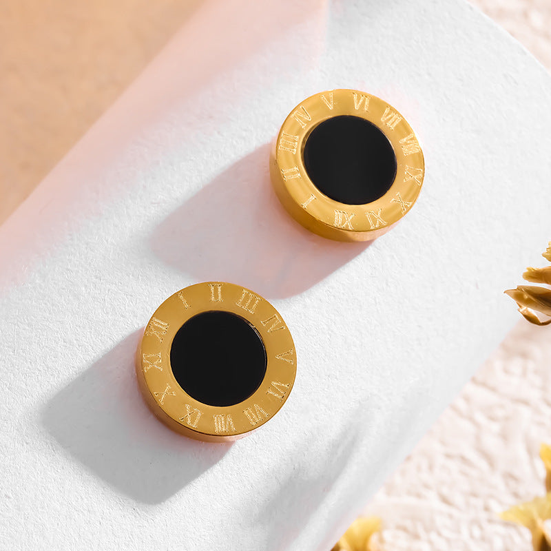 Wholesale Golden Open Black Shell Digital Titanium Steel Necklaces