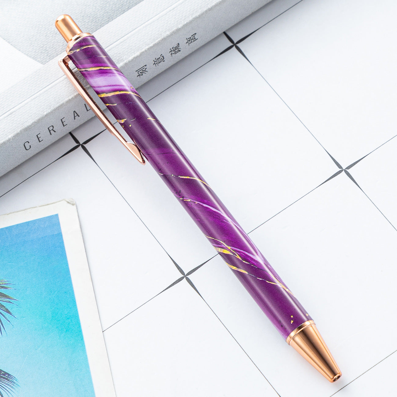 Wholesale 2pcs Push Creative Heat Transfer Pattern Push Metal Ballpoint Pen