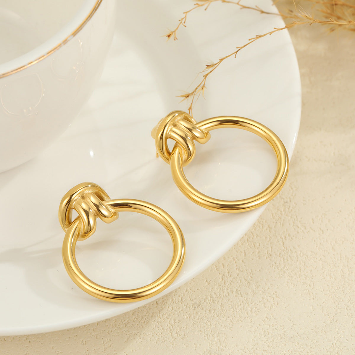 Wholesale Large circular geometric stainless steel earrings