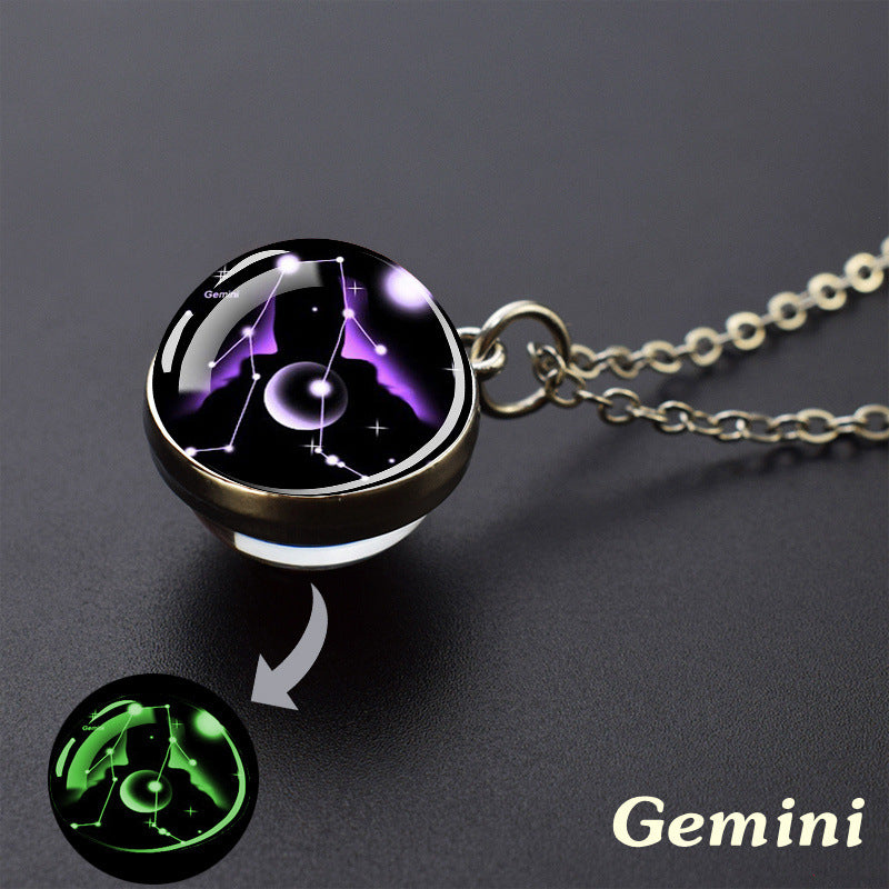 Wholesale Luminous Zodiac Starry Sky Glass Ball Necklace