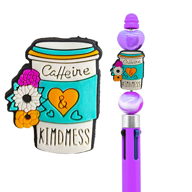 Wholesale Random100pcs Coffee Milk Tea Cup Beaded Lanyard Soft Rubber Focal Beads