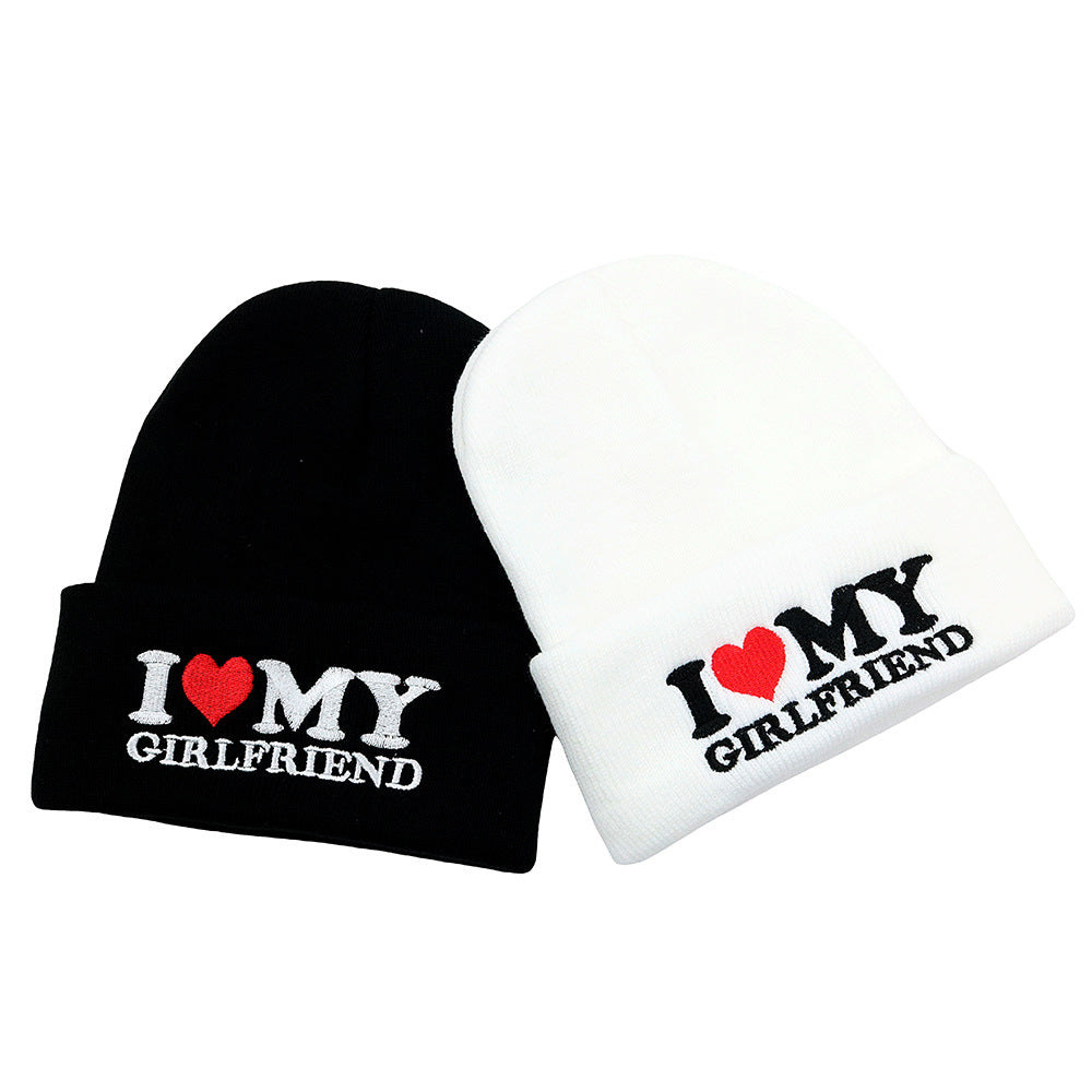 Wholesale Valentine's Day I Love My Girlfriend Knitted Hats Embroidered Woolen Hats