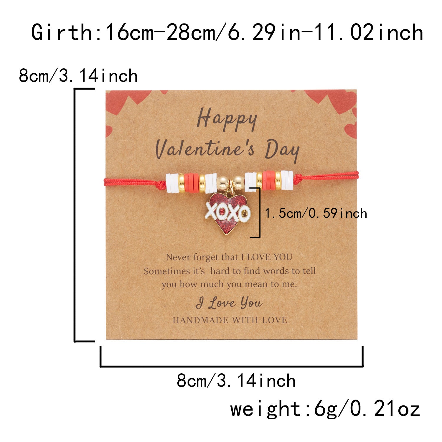 Wholesale Valentine' s Day woven love Clay Bead bracelet