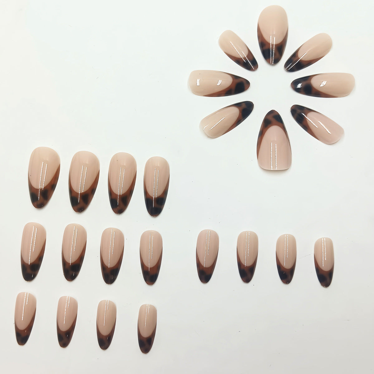 Wholesale Simple solid color French leopard print Press-on Nails