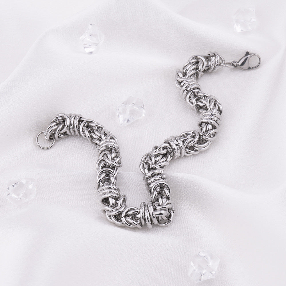 Wholesale Men's Woven Pattern Titanium Steel Bracelet