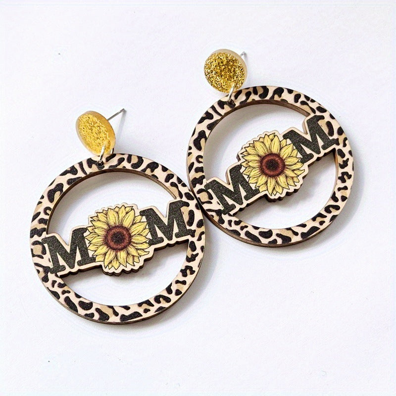 Wholesale Sunflower Daisy Butterfly Personalized Leopard Stripe Yak Cow Retro Earrings