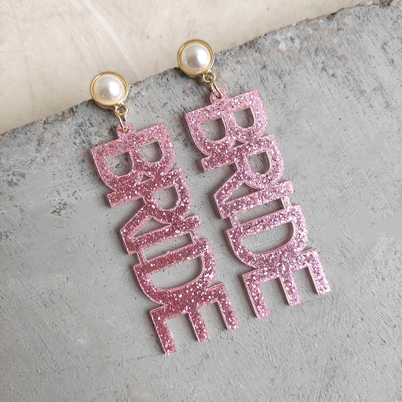 Wholesale 2pairs/pack Acrylic Shiny Alphabet Earrings