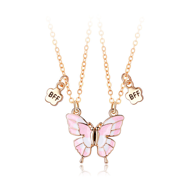 Wholesale butterfly necklace cartoon children BFF good friend necklace