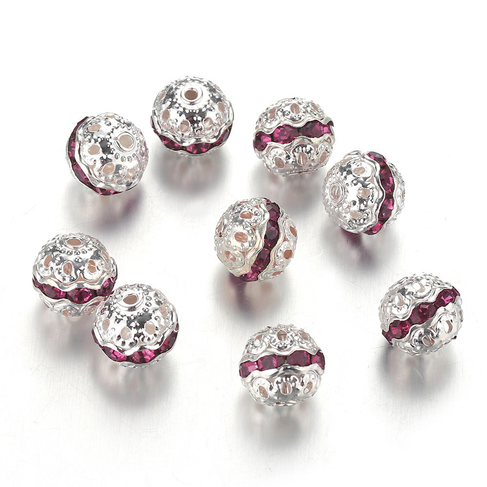 Wholesale 50PCS 8-10mm Hollow Rhinestone Spherical DIY Spacer Beads