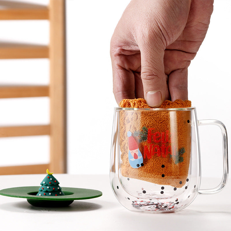 Wholesale High Borosilicate Double Layer Insulated Household High Beauty Christmas Cup