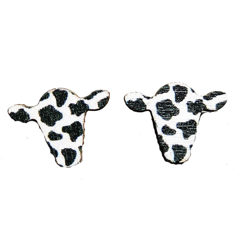 Wholesale of Western Cowboy Love Cow Wooden Earrings