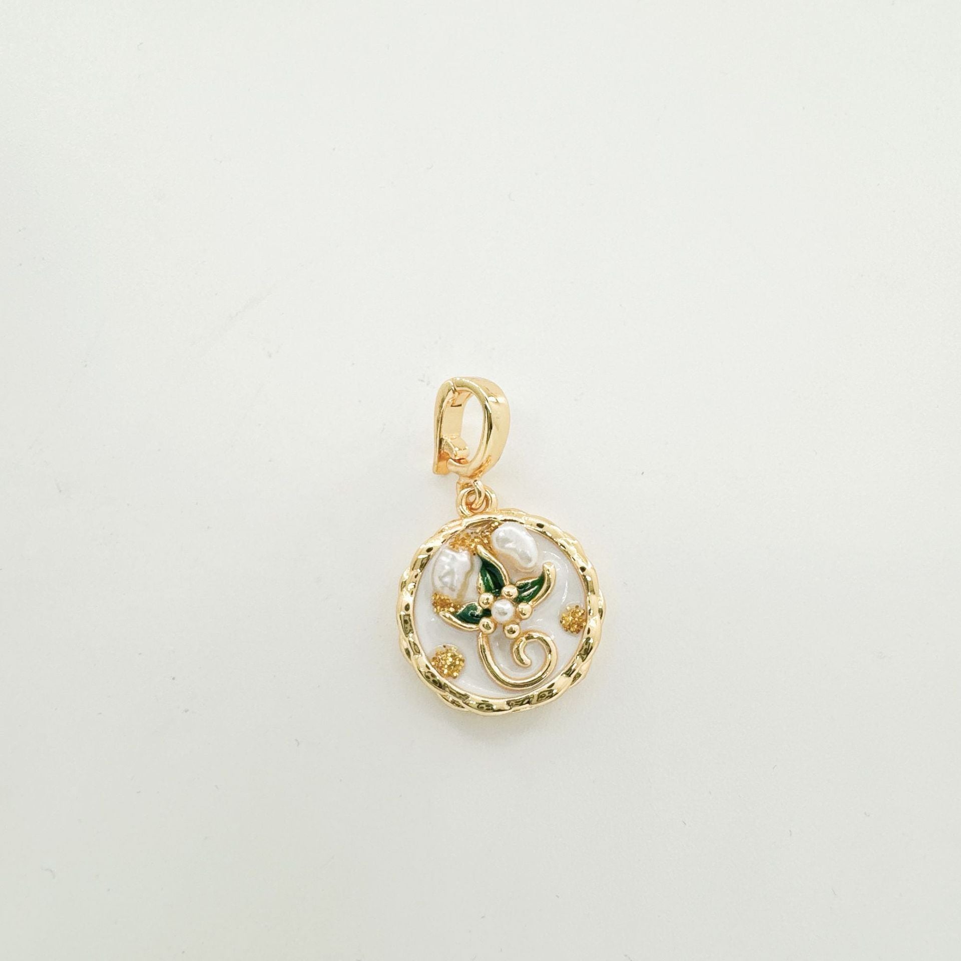 Wholesale 18K Hand painted Oil Painting Series Ancient Technique Enamel Inlaid Natural Pearl Pendant