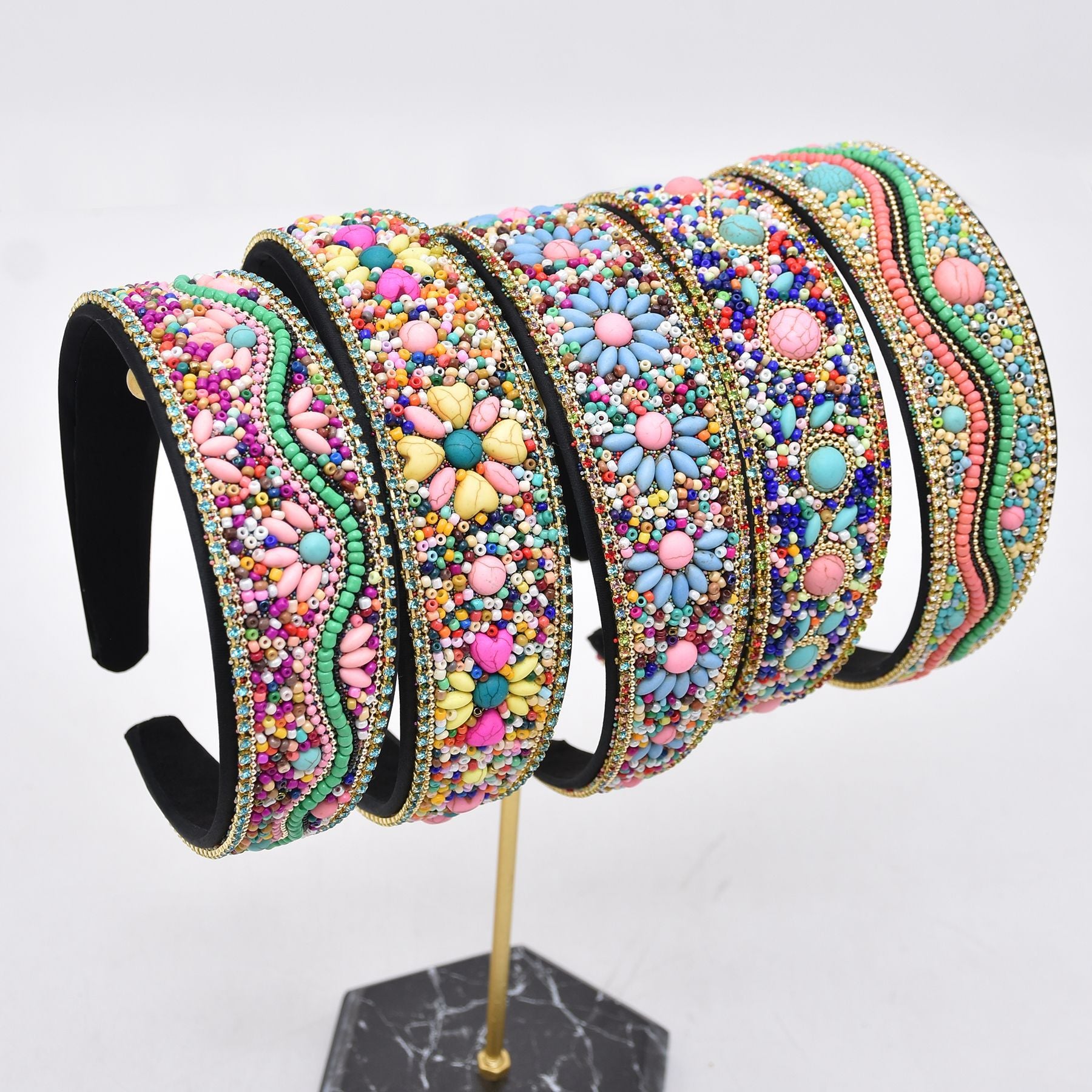 Wholesale Bohemian Ethnic Style Geometric Pattern Rice Bead Headband