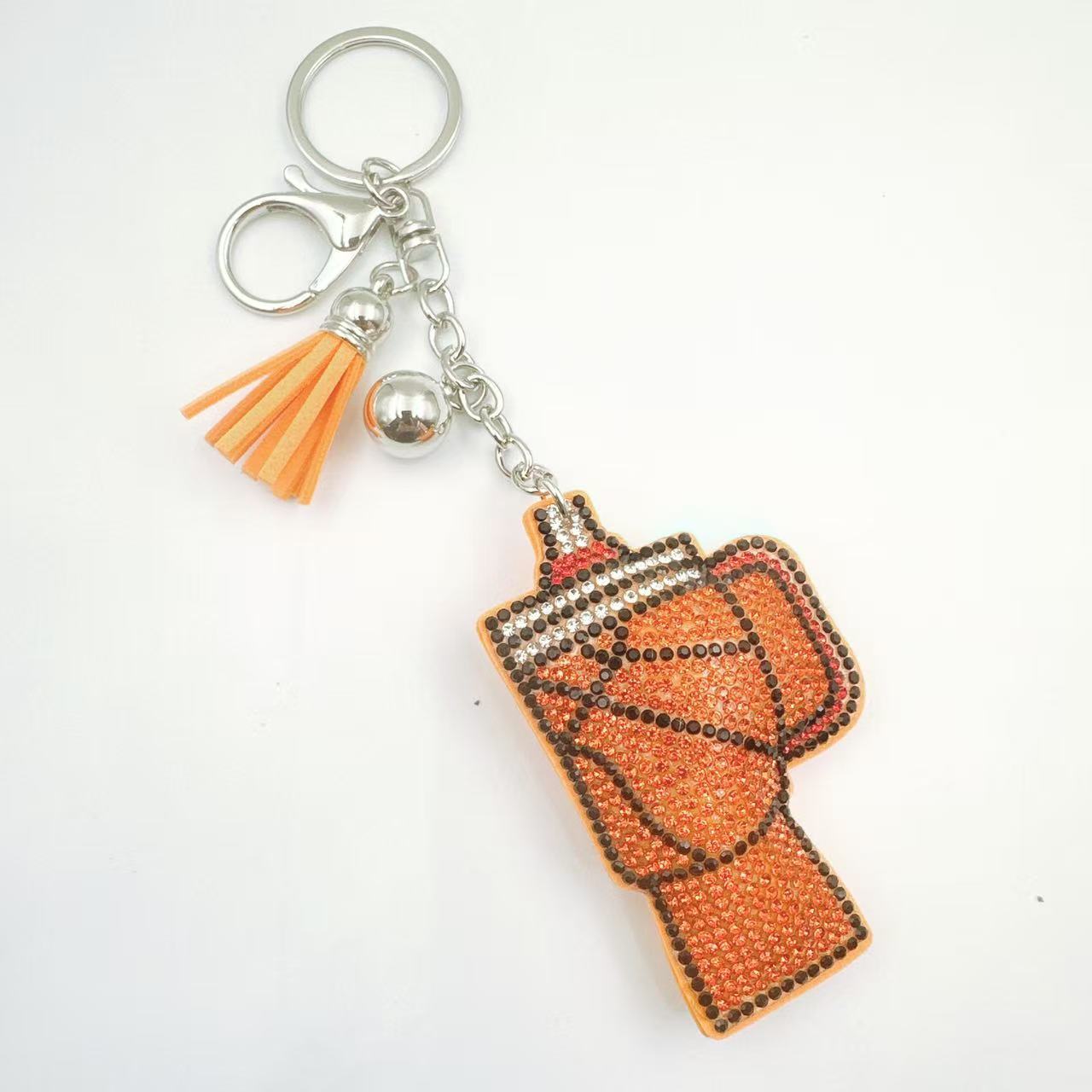 Wholesale Boutique Zinc Alloy Rhinestone Keychain Football Cup Design Bag Charm For Gift