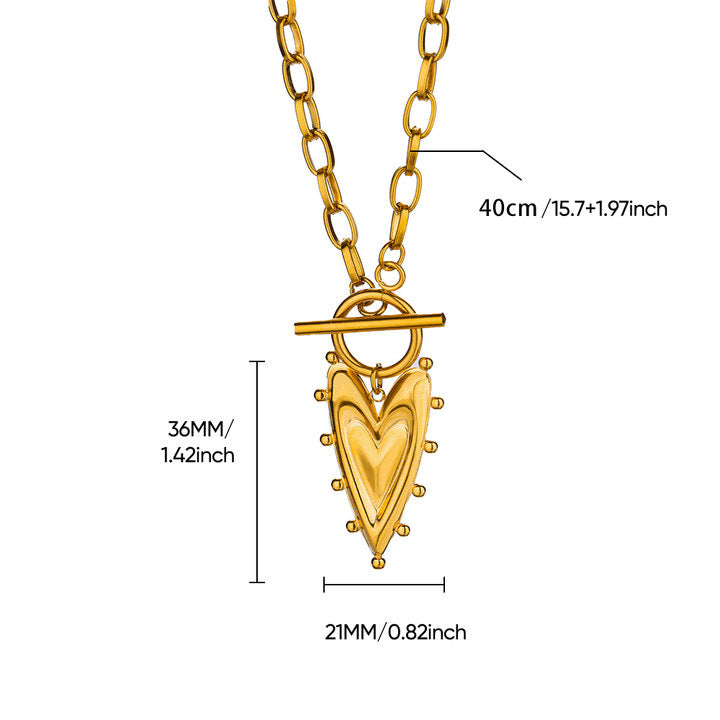 Wholesale  Heart Pendant Double-Layer Stainless Steel Necklace