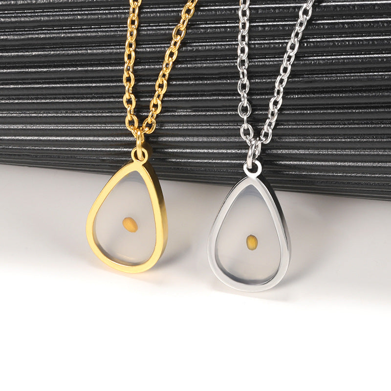 Wholesale fashion shepherd' s purse seed wishing Oval time Stainless Steel necklace