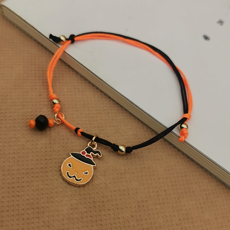 Wholesale 2PCS Halloween Pumpkin Skull Alloy Bracelet
