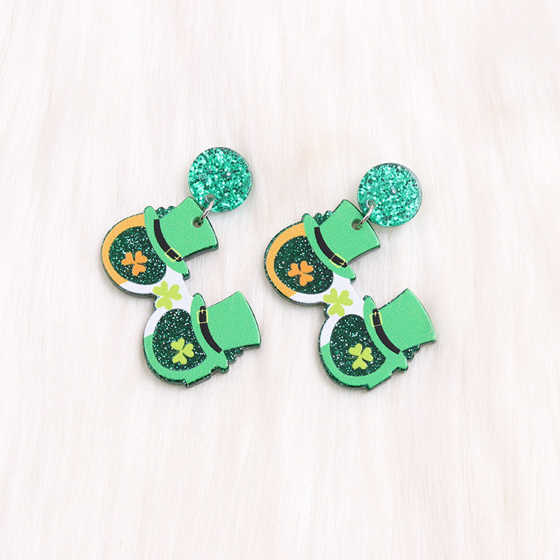 Wholesale Acrylic Earrings St. Patrick's Beer Festival Sunglasses Element Earrings