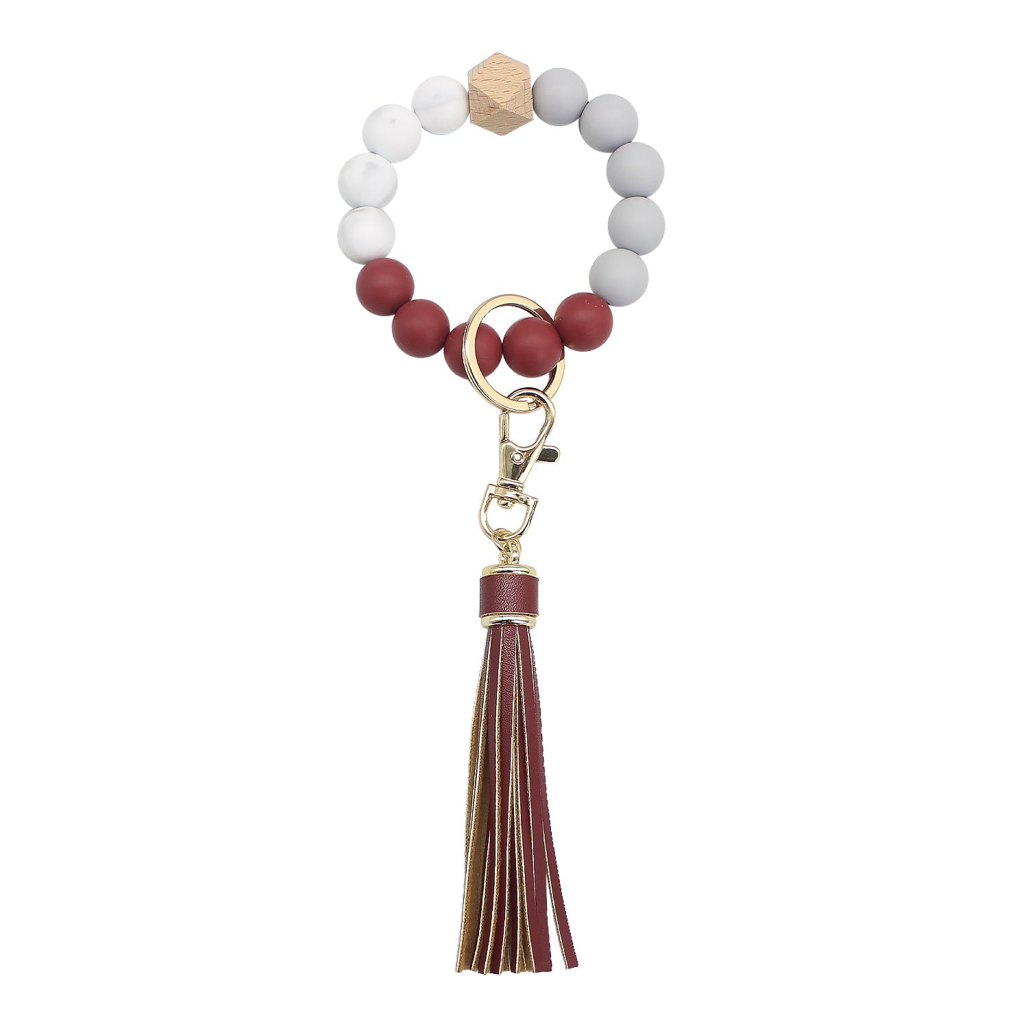 Wholesale Tassel Wood Beads Silicone Beads Wrist Keychain