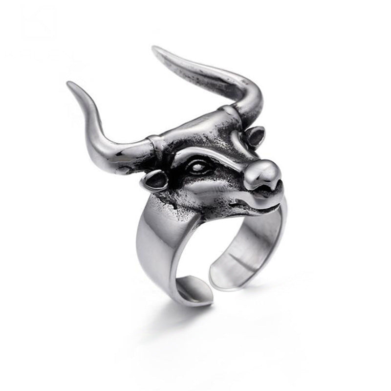 Wholesale Alloy Western Wind Bullhead Adjustable Ring
