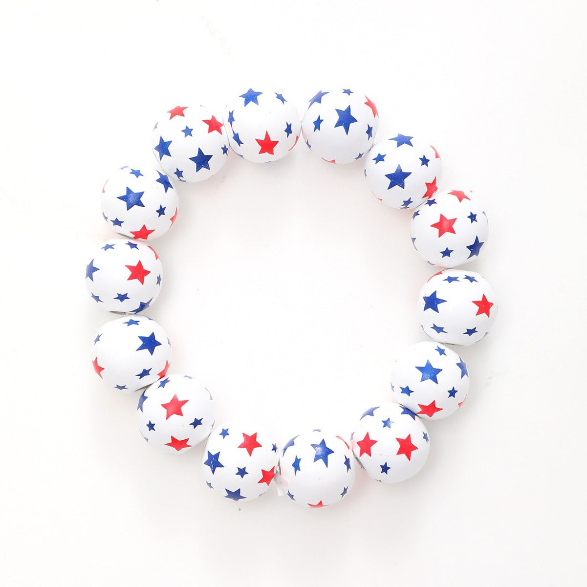 Wholesale American Independence Day Star Stripe Wooden Beaded Bracelet