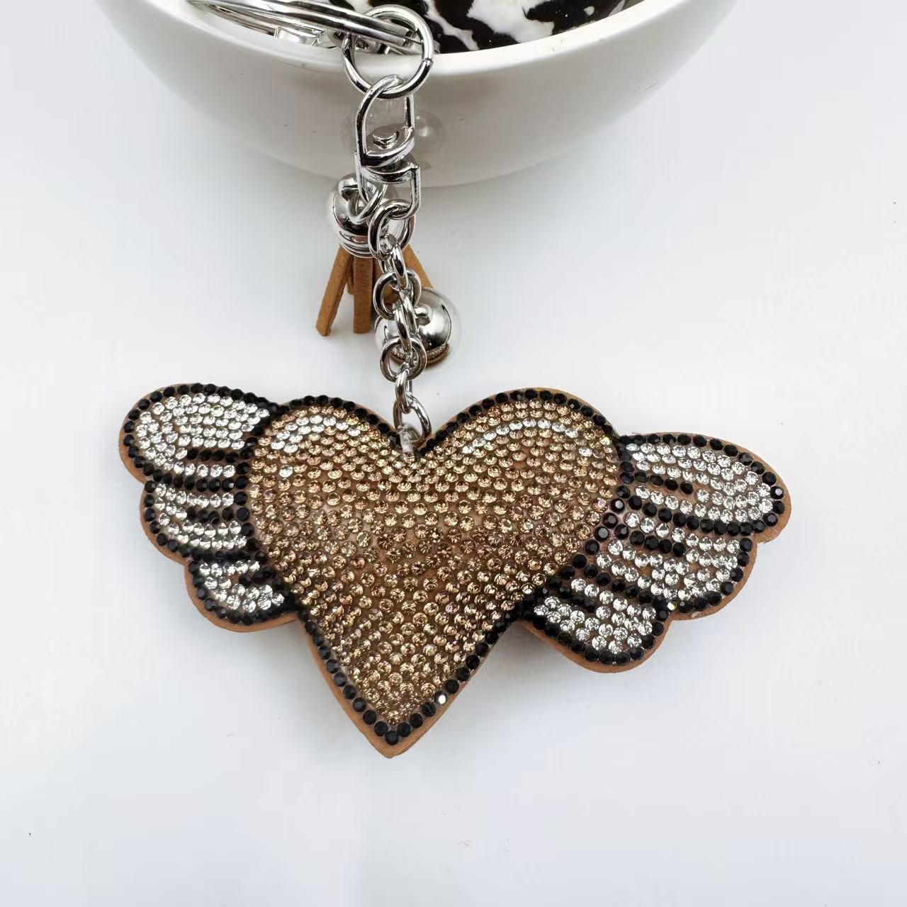 Wholesale 6pcs Creative Diamond-Encrusted Heart Keychain