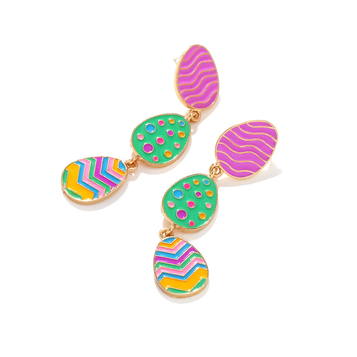 Wholesale Colorful three-layer Easter egg cute Easter Acrylic Earrings