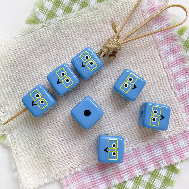 Wholesale 10pcs of auxiliary material printed square Acrylic Beads OLY Exclusive