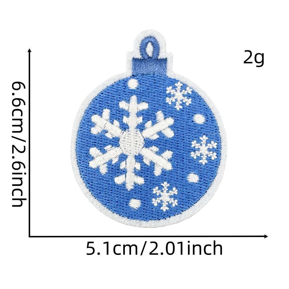 Wholesale Chic Blue Doodle Christmas Embroidery Patches Clothing Applique Stickers DIY Fashion Accessory Gift