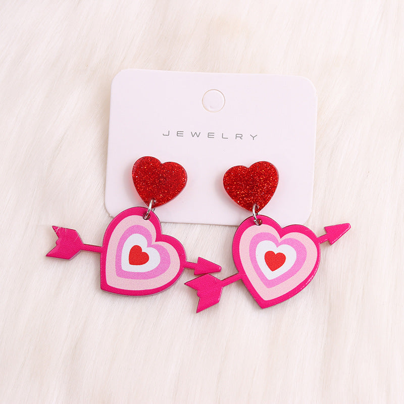 Wholesale Valentine's Day Love Red Lip Rose Flower Acrylic Earrings
