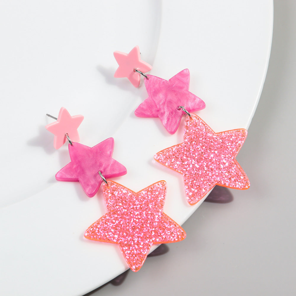 Wholesale Valentine's Day Love Glitter Colored Acrylic Earrings