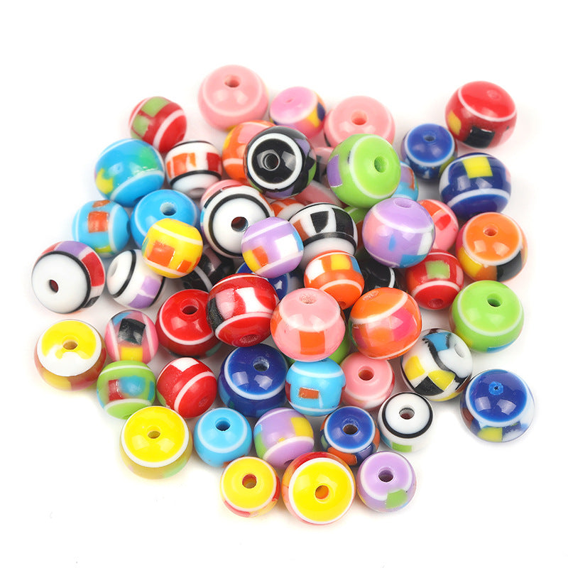 Wholesale 1000PCS/PACK Colorblock Resin Stripes Candy Color Through Hole Skewer Beads