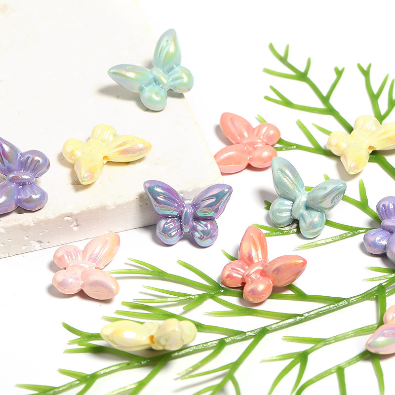 Wholesale 100pcs Macaron Color Three-dimensional Butterfly Acrylic Dynamic Wings Vertical Hole DIY Beads