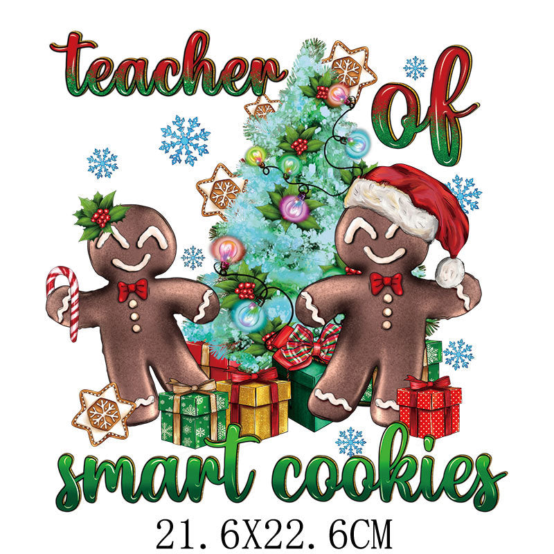 Wholesale Green cartoon Christmas heat transfer pattern   UV DTF Ready to Press Transfers Wraps