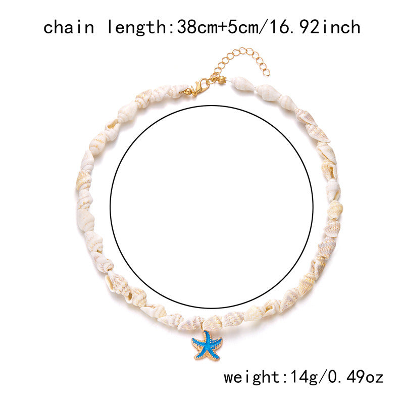 Wholesale Bohemian Summer Dopamine Conch Shell Starfish Necklace