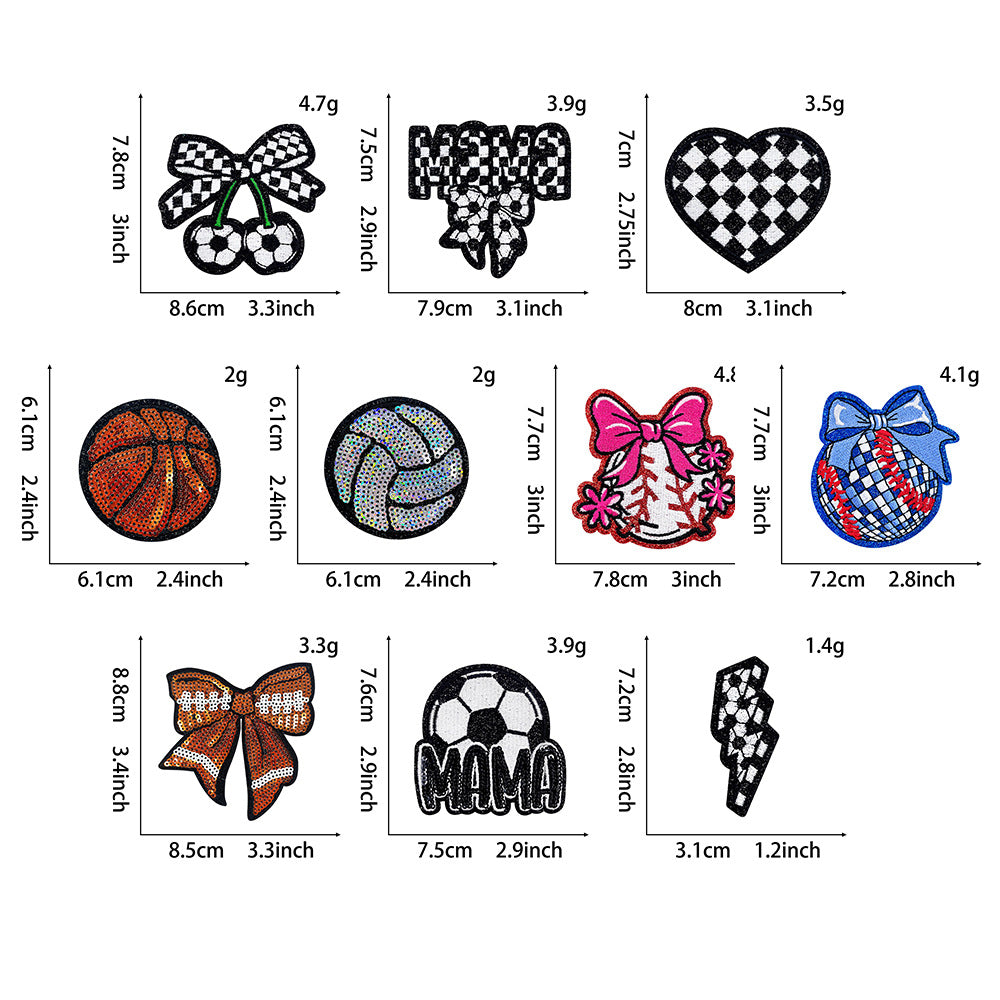 Wholesale Baseball volleyball  ball  bow sequin embroidery DIY Patches