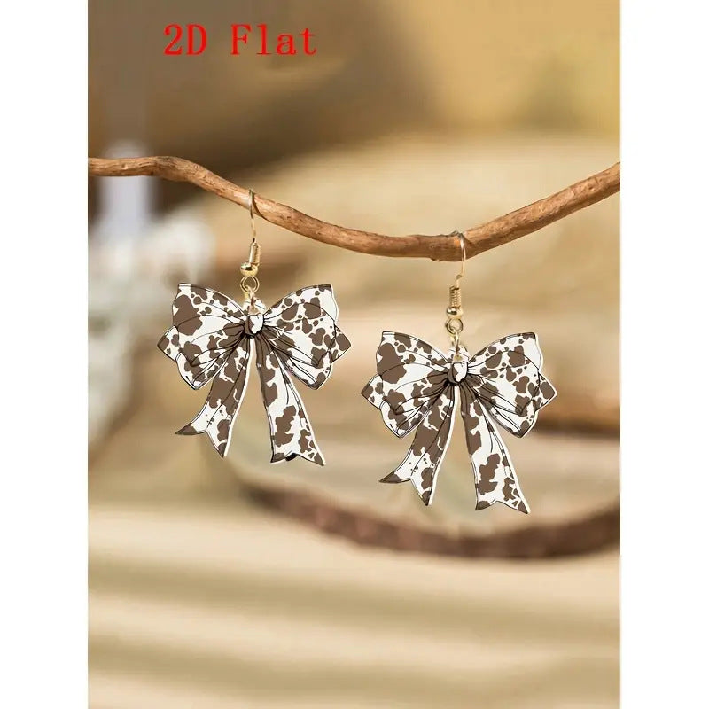 Wholesale Creative leopard print bow acrylic earrings