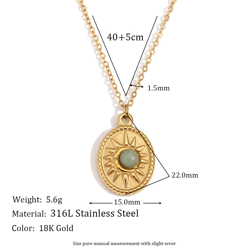 Wholesale Golden natural stone eye turquoise Stainless Steel Necklace