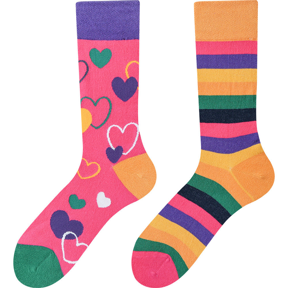 Wholesale Happy socks personality AB asymmetric mandarin duck socks combed cotton all-in-one boneless socks